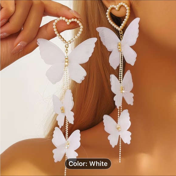 Jewelry - ROMANTIC TEMPERAMENT LOVE PEARLS BUTTERFLY EARRINGS